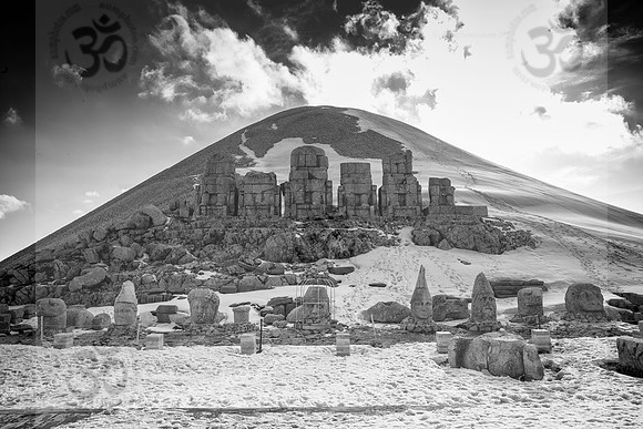East Terrace Nemrut Dagi at sunset Monochrome
