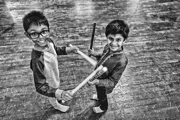 Learning Dandiya Ras (II) monochrome